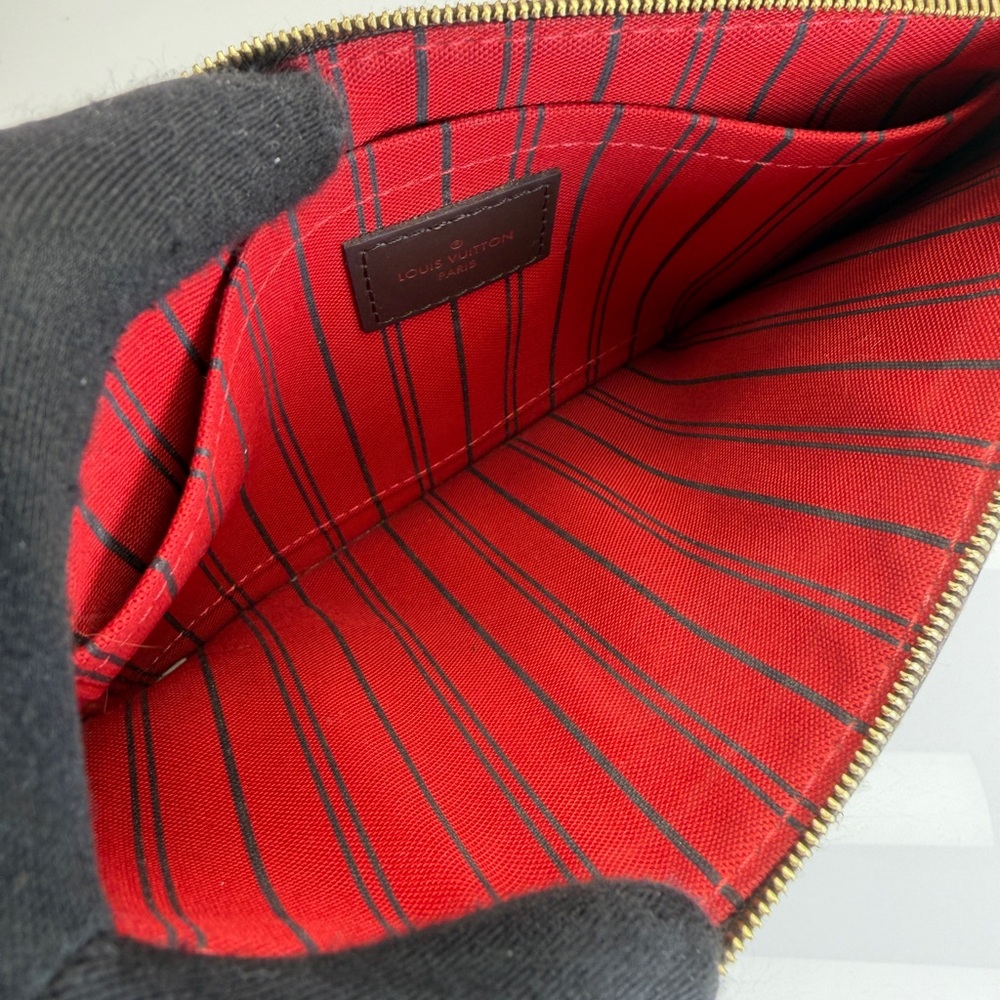 Authentic Louis Vuitton Damier Ebene Neverfull Pochette Wristlet Bag - Picture 9 of 13